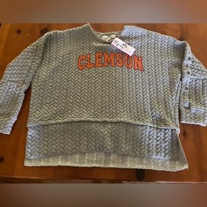 NWT Clemson Flying Colors Jacquard Weave Snap Sleeve Women's Sz L Top USA Made